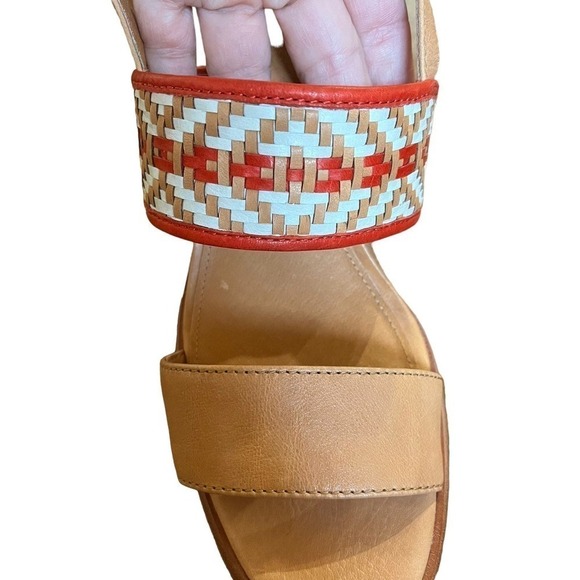 Frye Open Toe Braided Leather Amy Ankle Strap Block Heel Sandal Brown Size 8 - Picture 9 of 10